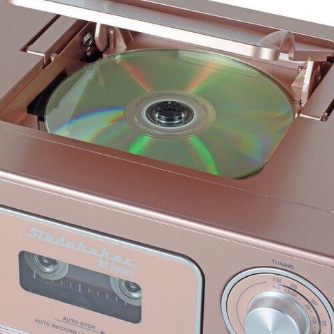Studebaker SB2135BTRG Bluetooth Portable CD Player Radio Cassette Player (Rose Gold)