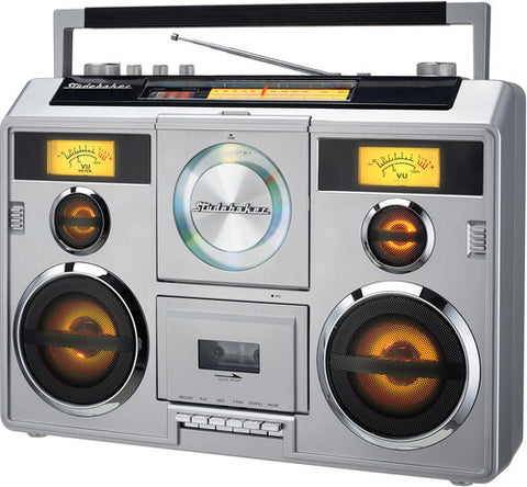 Studebaker SB2140S Sound Station Bluetooth Boombox CD/AM-FM Radio/Cassette Recorder (Silver)