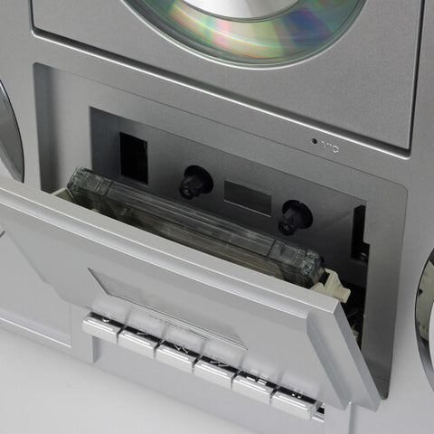 Studebaker SB2140S Sound Station Bluetooth Boombox CD/AM-FM Radio/Cassette Recorder (Silver)