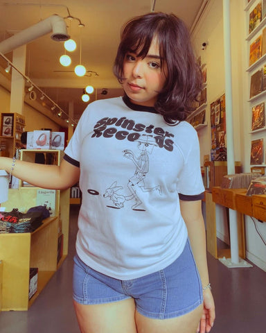 Spinster Records Black Ringer Shirt